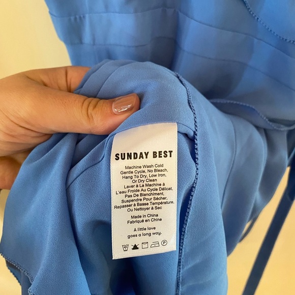 Sunday Best Aritzia Blue Ruffle Wrap Dress Size 2 - Picture 9 of 12